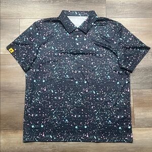 MENS Black Paint-Spalsh Polo Shirt